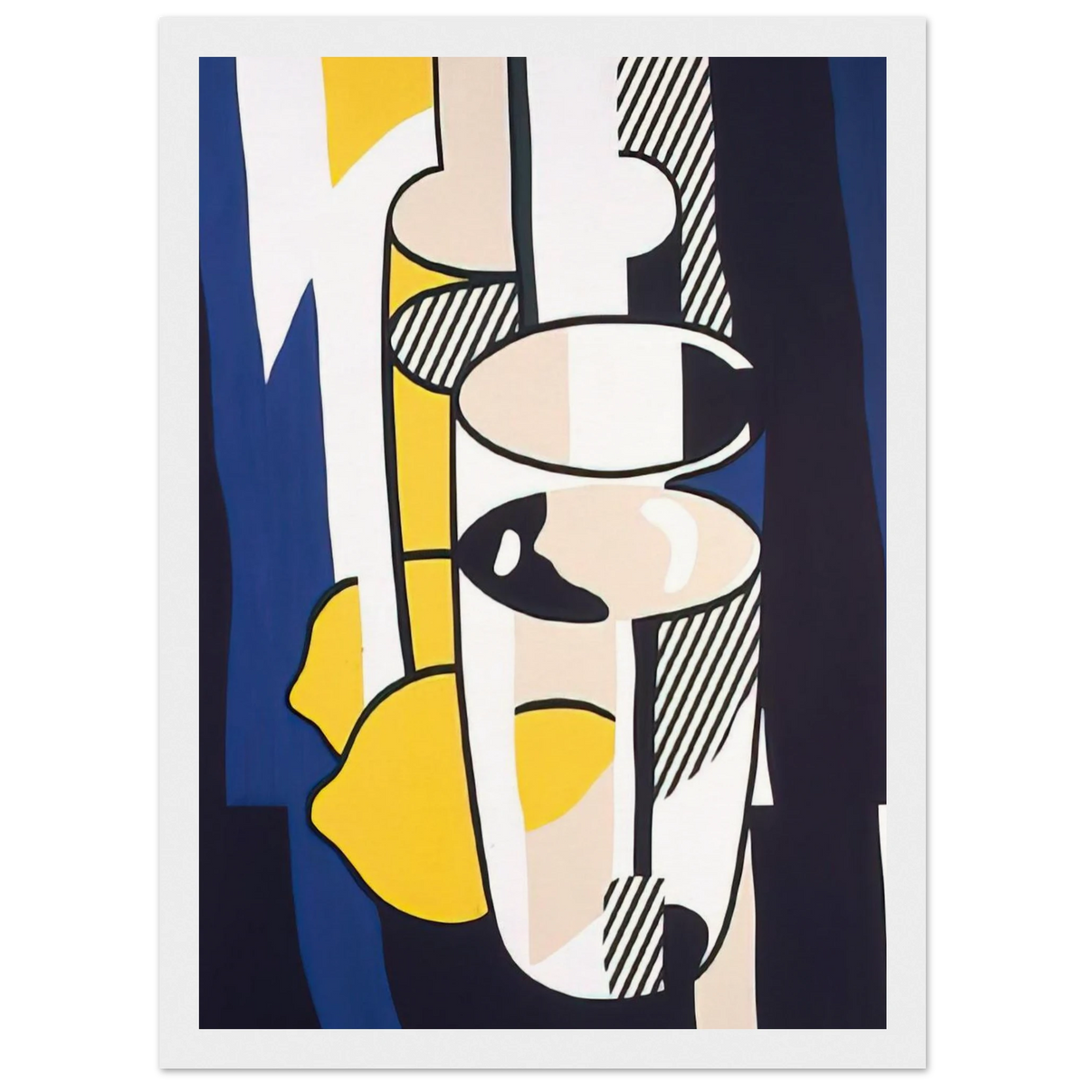 GLASS AND LEMON IN A MIRROR 1974 Framed Poster | Roy Lichtenstein Framed Prints Wall Art | Roy Lichtenstein Shop