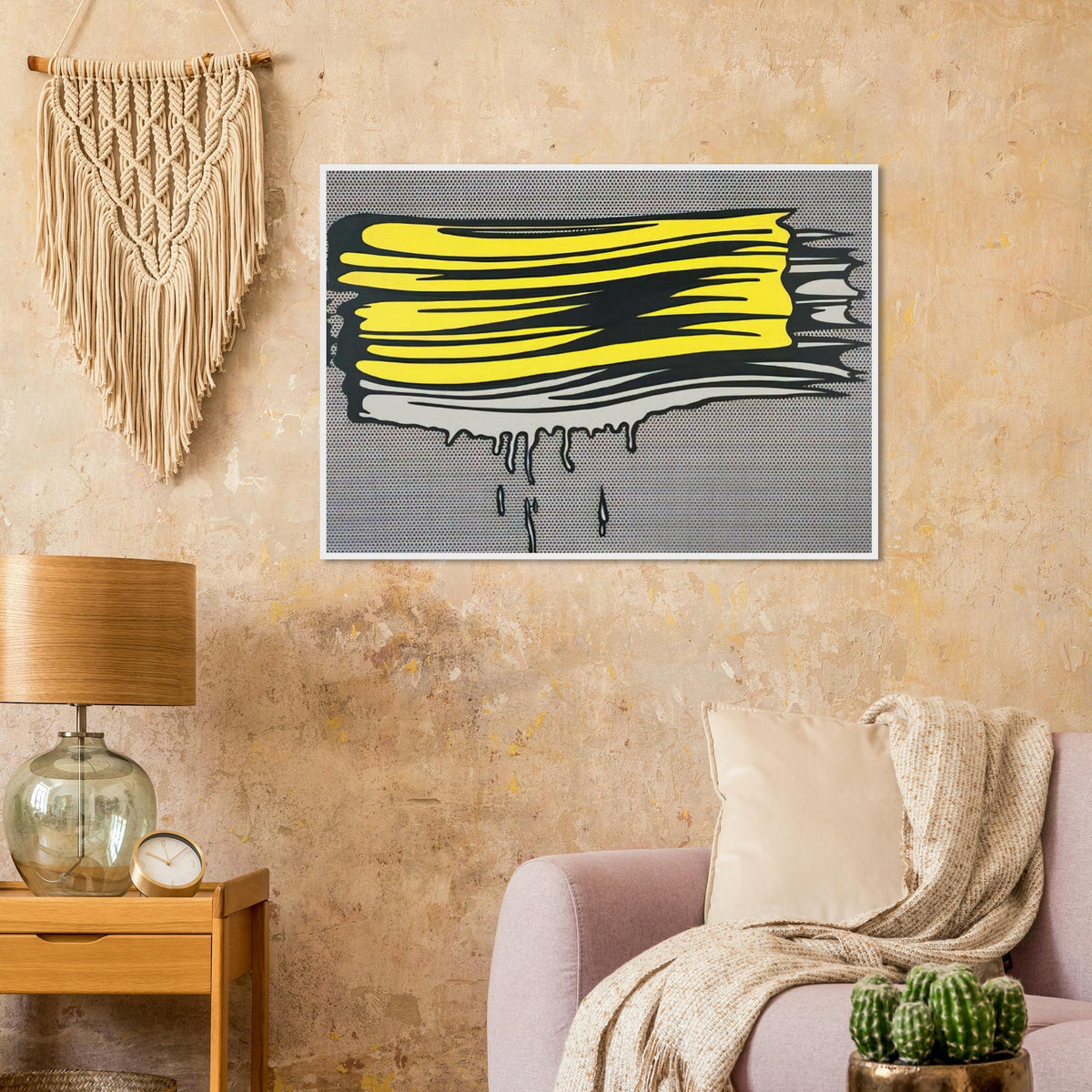 YELLOW AND WHITE BRUSHSTROKES 1965 Framed Poster | Roy Lichtenstein Framed Prints Wall Art | Roy Lichtenstein Shop