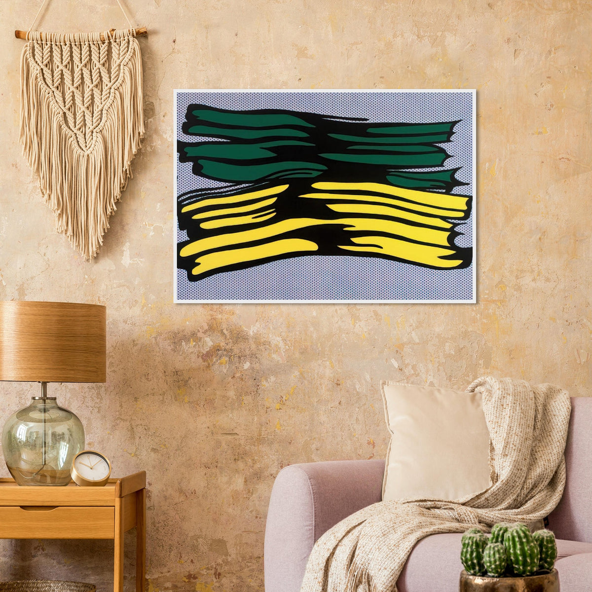 YELLOW AND GREEN BRUSHSTROKES 1966 0 Framed Poster | Roy Lichtenstein Framed Prints Wall Art | Roy Lichtenstein Shop
